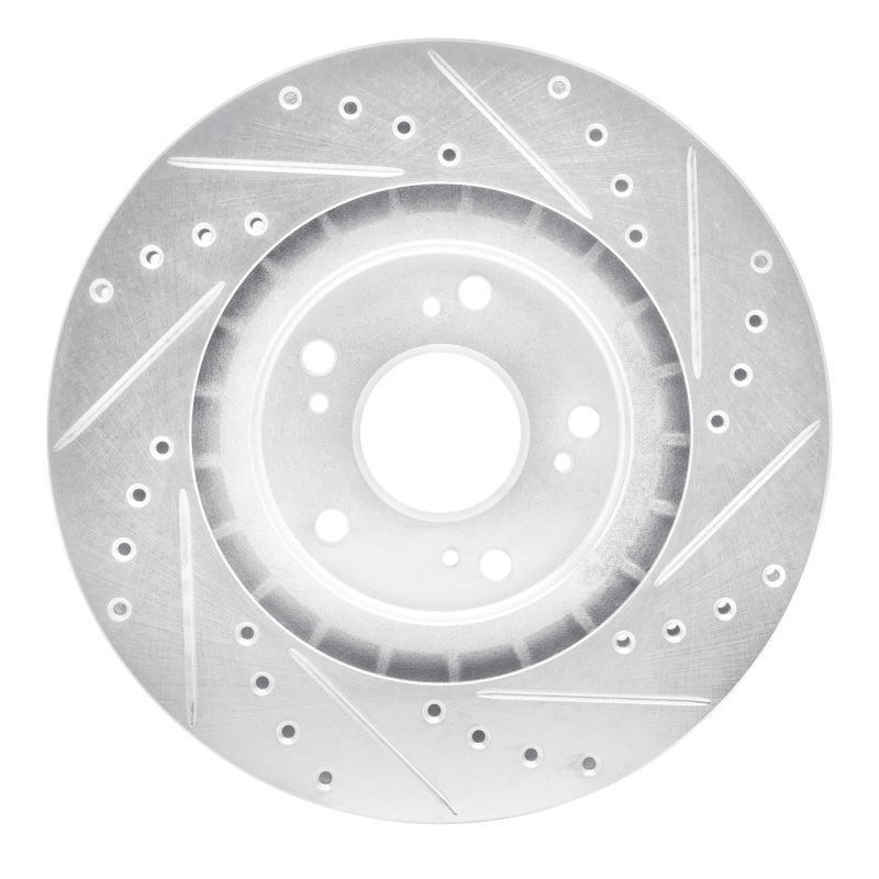 Acura NSX Brake Rotor (1) - Rear Left - R1 Concepts - Drilled & Slotted - Silver - `97-`05